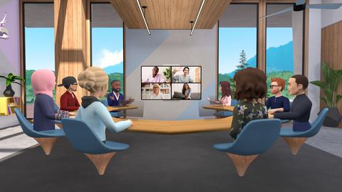 Die von Facebook zur Verfügung gestellte Illustration zeigt einen virtuellen Raum. Facebook-Gründer Zuckerberg will "eine virtuelle Umgebung schaffen, in der man mit Menschen in digitalen Räumen zusammen sein kann"